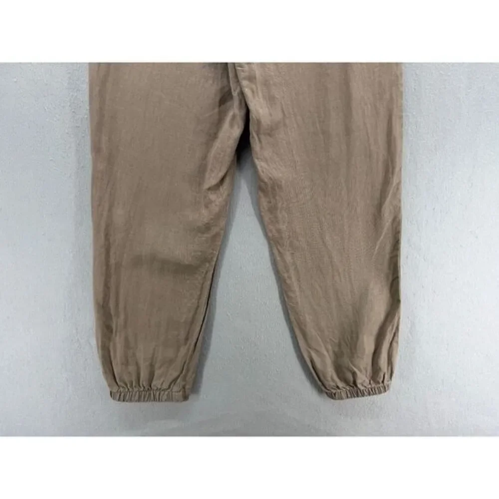 XIMO Pants Womens Size L Brown 100% Linen Jogger‎ Minimalist Neutral Lagenlook